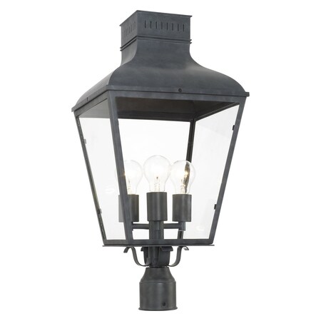 Crystorama Dumont Outdoor 3 Light Graphite Post Mount DUM-9808-GE